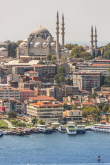 Fototapeta na wymiar Istanbul New Mosque and Ships, Turkey