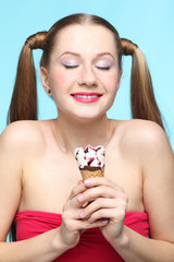 Young woman with ice cream