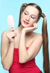 Young woman with ice cream