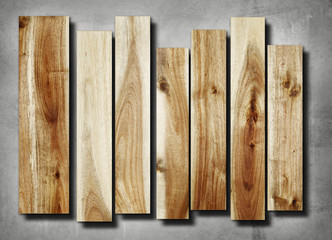 Wooden boards on grey background