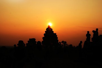 the sunset in Phnom Bakheng ,cambodia