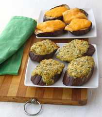 Grilled eggplant with cheese and dill