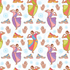 Indian dancer girl seamless pattern © Yuzach