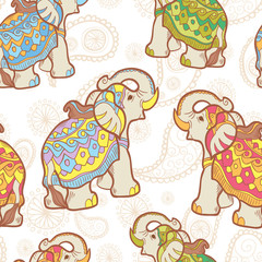 Indian elephant seamless pattern