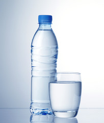 water bottle and glass