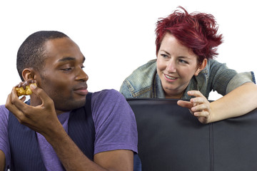 male refusing to share food with female roommate