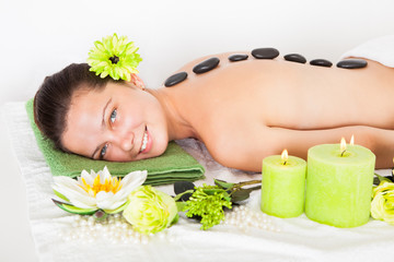 Obraz na płótnie Canvas Woman Getting Lastone Massage
