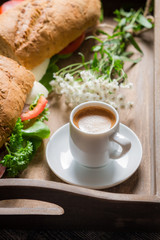 Coffee and sandwich for breakfast