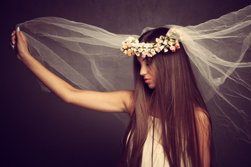 beauty with wreath of flowers