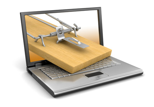 Laptop and Mousetrap (clipping path included)