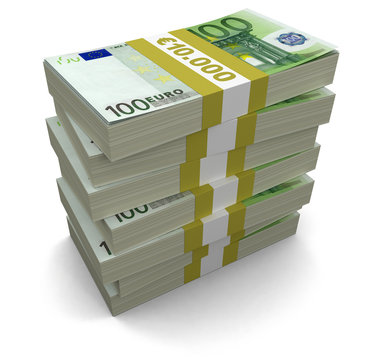 Pile of Euro (clipping path included)
