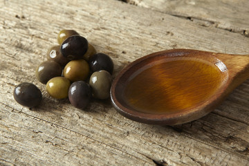 spoon full of olive oil and olives