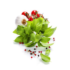 basil and fresh vegetables