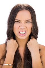 Fototapeta premium Angry woman pulling her hair