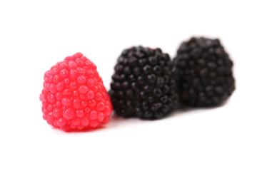 Three jelly fruit  in form of berries candy.