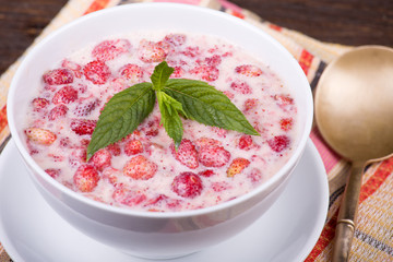 Strawberry in yogurt