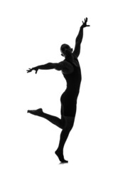 silhouette of male dancer isolated on white