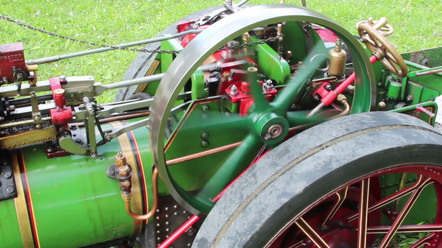 Dampfmaschine in Bewegung, nahaufnahme