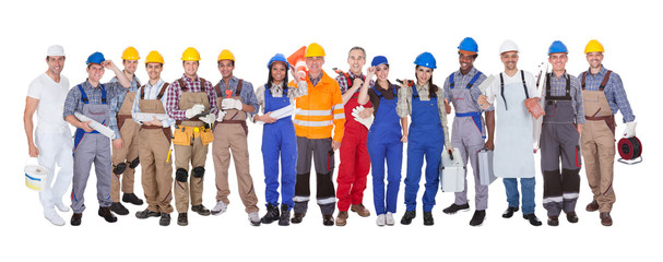 Group Of Construction Workers - obrazy, fototapety, plakaty