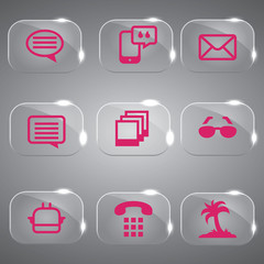 Glass icons vector icon set icons web collection Illustration