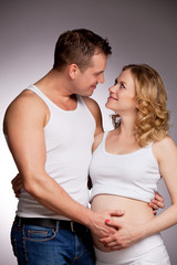 pregnant wife and happy husband