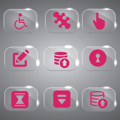 Glass icons vector icon set icons web collection Illustration