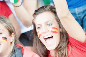 Spanish young supporter at the stadium during the World Cup