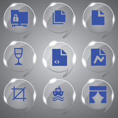 Glass icons vector icon set icons web collection Illustration