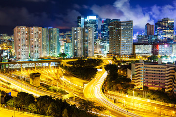Fototapeta na wymiar Hong Kong cityscape and traffic trail