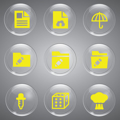 Glass icons vector icon set icons web collection Illustration