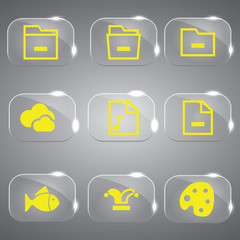 Glass icons vector icon set icons web collection Illustration