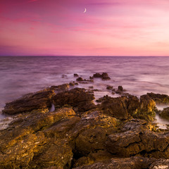 Dramatic sunrise scene at the adriatic sea