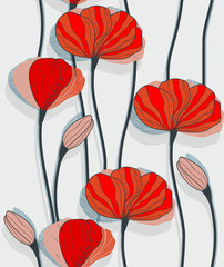 Seamless pattern with red poppies - 56110220
