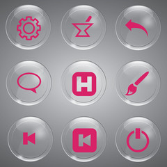 Glass icons vector icon set icons web collection Illustration