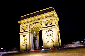 Triumphal Arch in Paris at night