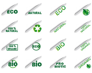 Eco, bio, natural, organic, labels for paper