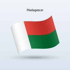 Fototapeta premium Madagascar flag waving form. Vector illustration.