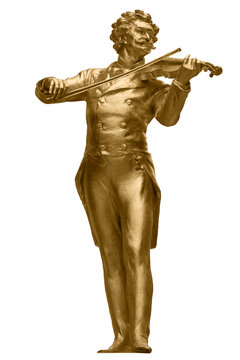 Johann Strauss Golden Statue on white