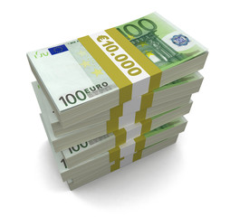 Pile of Euro (clipping path included)