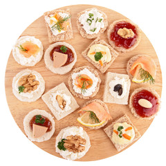 isolated assortment of canape,toast