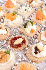 assortment of canape,toast