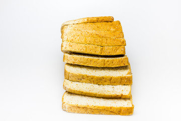 Whole wheat Bread on white background