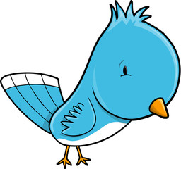 Cute Blue Bird Vector Illustration Art
