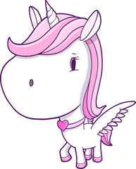 Fototapeta na wymiar Cute Unicorn Pegasus Vector Illustration Art