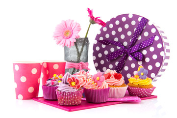 Birtday cupcakes and flowers