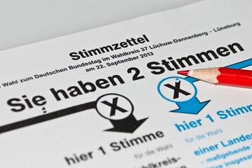 Stimmzettel zur Wahl, Niedersachsen, Deutschland, Europa