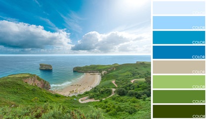 Coast landscape color coded - obrazy, fototapety, plakaty