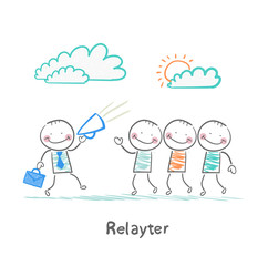 Naklejka premium Relayter tells people about product