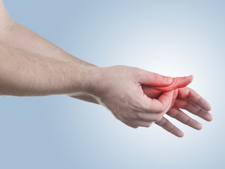 Pain in a man finger.