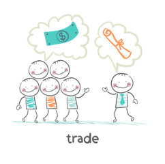 Naklejka premium trade talks to people about the documents